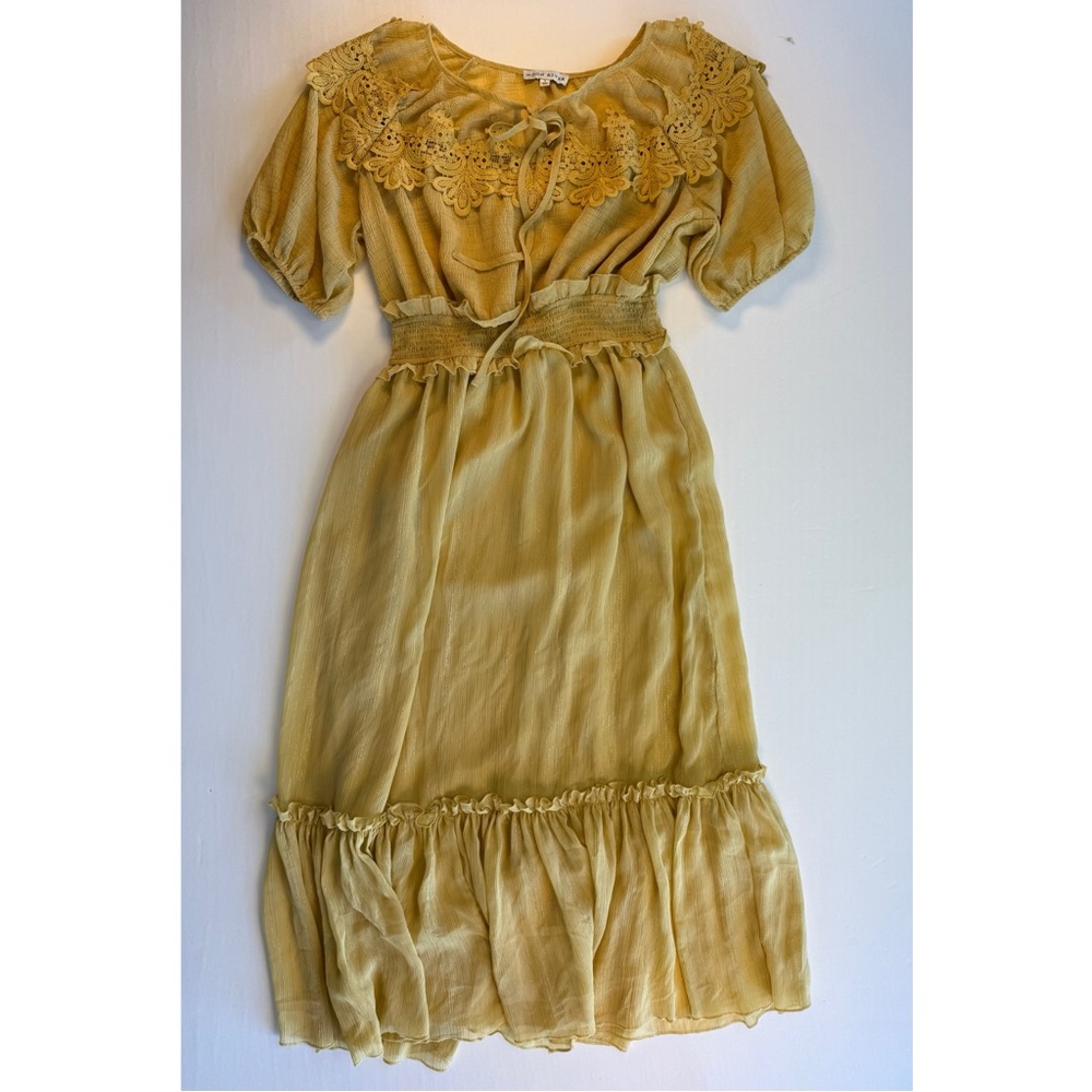 Anthropologie Moon River Cottagecore Dress Lace Midi Ruffle Milk Maid Peasant S - Picture 11 of 16